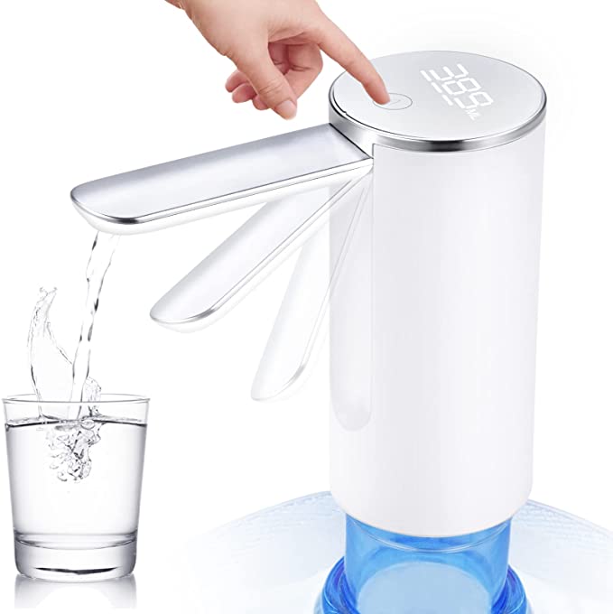Cadrim Foldable Water Bottle Dispenser, Portable Electric Drinking Water Bottle Pump, Automatic Water Jug Pump for Universal 2-5 Gallon Bottle, Ideal for Home, Office, Outdoor