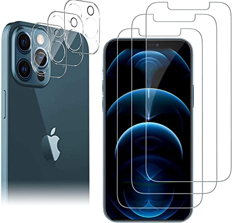 Latch [6 Pack] 3 Pack Screen Protector for iPhone 12 PRO MAX 5G 6.7"   3 Pack Camera Lens Protector for iPhone 12 PRO MAX Tempered Glass HD Clear [Anti-Scratch] [Case Friendly] [Bubble Free]