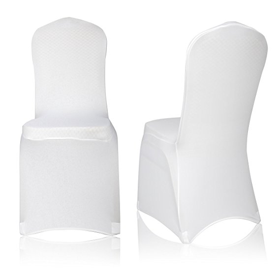 EMART Set of 100pcs White Color Polyester Spandex Banquet Wedding Party Chair Covers