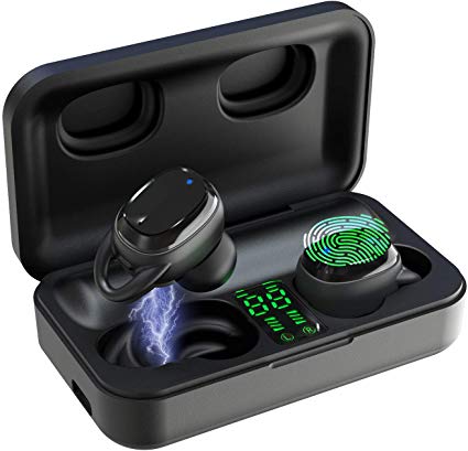 Bluetooth Earbuds, True Wireless Earbuds IPX7 Waterproof Bluetooth 5.0 Headphones 65H Cycle Playtime HD Stereo Sound Wireless Headphones Built-in Mic Noise Canceling Headset for Work/Travel (Black)