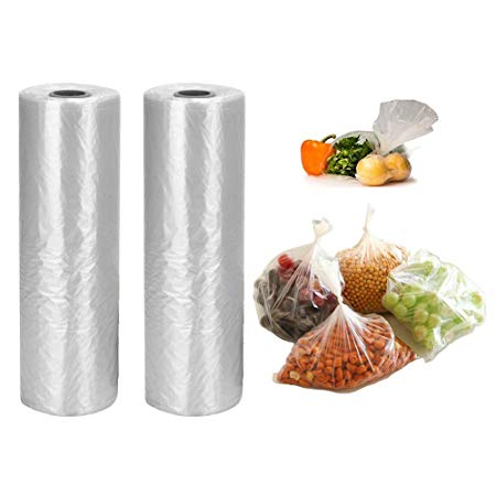 12" x 20" Plastic Produce Bag,2 rolls,350 Bags/Roll,for Fruits, Vegetable, Bread, Food Storage.