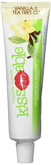 Kissable All Natural Toothpaste & Toothbrush for Dogs | Complete Dental Kit Helps Reduce Tartar and Removes Plaque Buildup | Vanilla Flavor and Cucumber Mint Toothpaste Freshens Breath, Made in USA