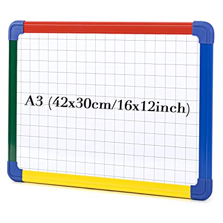 SwanSea A3 Magnetic Whiteboard Double Sided Dry Wipe Planning Boards for School with Grid, 40 x30cm