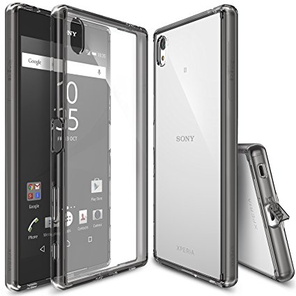 Xperia Z5 Premium Case, Ringke FUSION [Smoke Black] Shock Absorption TPU Bumper Drop Protection [FREE Screen Protector] Clear Hard Case for Sony Xperia Z5 Premium (Not for Z5 & Z5 Compact)