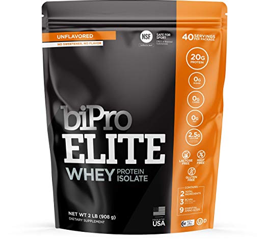 BiPro Elite 100% Whey Isolate Protein Powder, Unflavored, 2 Pound