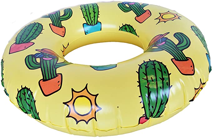 Inflatable 24" Cactus Pool Tube Float for Kids Age 3-5, Children Swimming Ring, Summer Funny Pool Party Toys