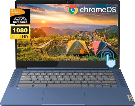 Lenovo 2023 Newest Slim 3 Chromebook Laptop - 14" FHD Touch Screen for Student Business, 8-Core MediaTek 520 Processor, 4GB RAM, 64GB eMMC, 256GB Micro SD, 13.5 H of Use, Wi-Fi 6, Webcam, Chrome OS