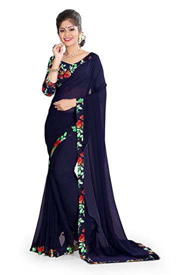 OOMPH! Women's Georgette Saree with Blouse Piece