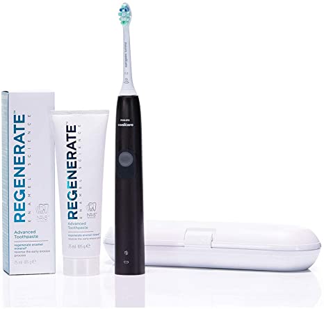 Philips Sonicare ProtectiveClean 4300 Electric Toothbrush Black with REGENERATE Enamel Science™ Advanced Toothpaste