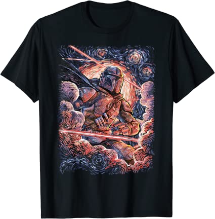 Star Wars The Mandalorian Starry Night Style Portrait T-Shirt