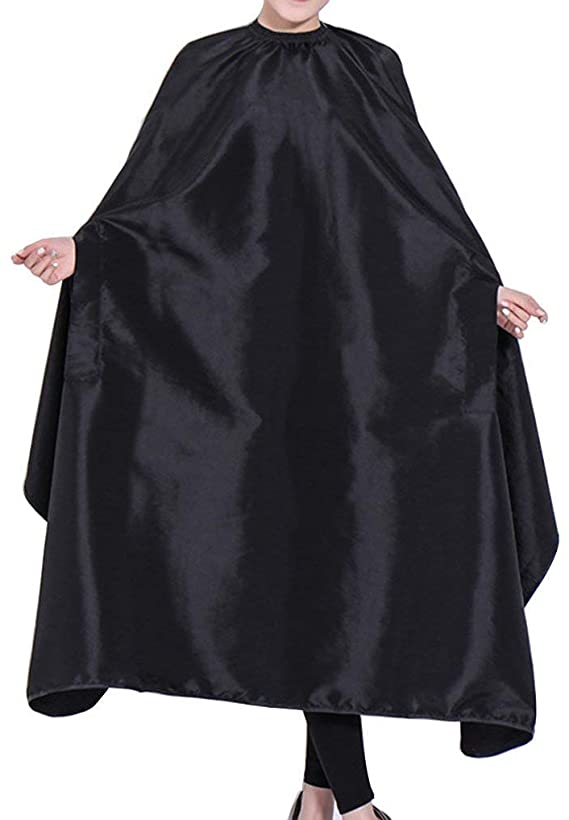 OLizee Hair Cut Hairdressing Cape Cloth Apron Stretch Out Hand Waterproof Salon Barber Gown 57 x 63", Black