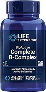 Life Extension, BioActive Complete B-Complex (Complesso Vitaminico B Completo), 60 Capsule vegane, Testato in Laboratorio, Vegetariano, Senza Glutine, Senza Soia, Non OGM