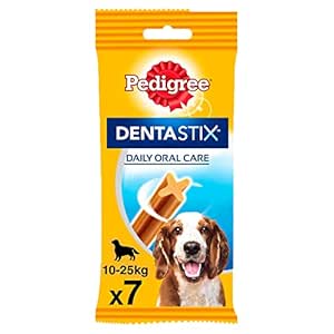 Pedigree Dentastix Medium Breed (10-25 kg) Oral Care Adult Dog Treat, Chicken Flavor (Chew Sticks) (7 Sticks) 180g Weekly Pack