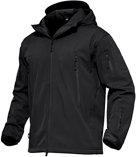 MAGCOMSEN Men's Hooded Tactical Jacket Water Resistant Soft Shell Fall Winter Coat