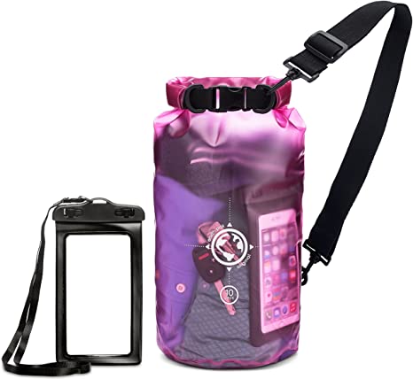 Earth Pak Waterproof Bag- 10L / 20L Sizes - Transparent Dry Bag So You Can See Your Gear - Keep Your Stuff Safe and Secure While at The Beach, Swimming, Fishing, Boating, Kayaking