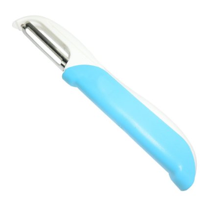 COSMIYA Muti-funtional Vegetable Peeler With Double Sided Hand-Protection Sliding Cover, ABS Handle, Stainless Blade, Blue Color