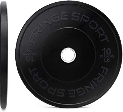 OneFitWonder Bumper Weight Plate Pairs (10lb/15lb/25lb/35lb/45lb/55lb Pairs) - Virgin Rubber w/Stainless Steel Insert - Crossfit, Weightlifting & Strength Training Equipment - Low Odor