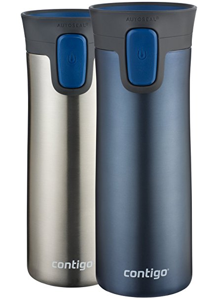 Contigo AUTOSEAL Pinnacle Vacuum-Insulated Stainless Steel Travel Mugs, 14oz, Monaco, 2-Pack