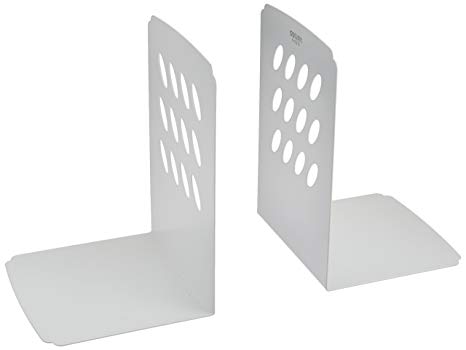 DELI Simply Style Heavy Duty Metal Bookends, 2 Pairs per Package, Black or White Color (8.4 inch White)