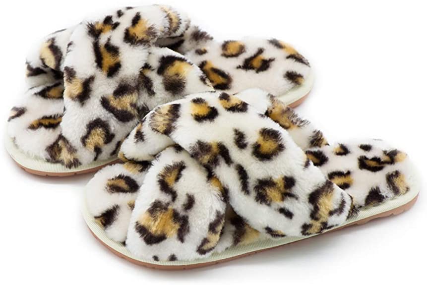 Women's Fuzzy Fluffy Furry Fur Slippers Flip Flop Open Toe Cozy House Memory Foam Sandals Slides Soft Flat Comfy Anti-Slip Spa Indoor Outdoor Slip on…