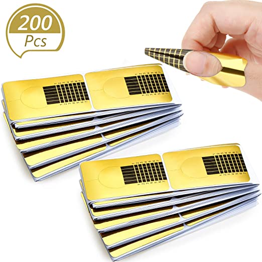 Blulu 200 Pieces Form Guide Stickers Nail Extension Tips Self-Adhesive Art Nail Tips French DIY Tool UV Gel Tools for Women Girls Nail DIY Supplies Nail Salon at Home (Square-Shaped)