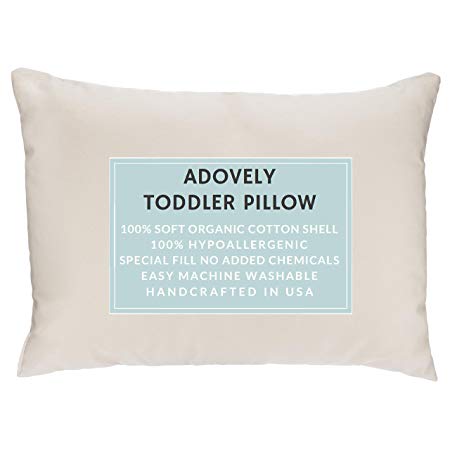 Adovely Toddler Pillow, Organic Cotton, Down-Like Fill, Ivory 13 X 18
