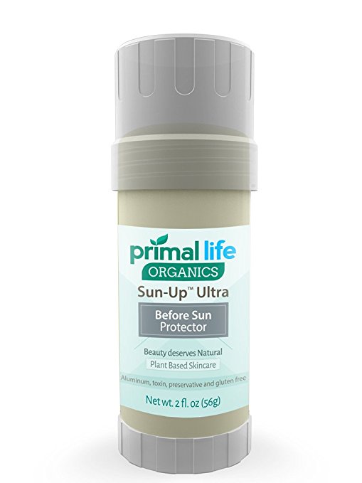 Sun-Up Before Sun Protector #1 BEST RATED Sunscreen! - Adds Natural Oils to Help Protect Against Sunburn -Remains On Hours After Water Activity- 100% Organic (2 oz Stick, Ultra) - Primal Life Organics