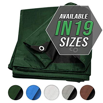 Tarp Cover 6X8 Green/Black 2-Pack Heavy Duty Thick Material, Waterproof, Great for Tarpaulin Canopy Tent, Boat, RV Or Pool Cover!!! (Poly Tarp Heavy Duty 6X8)