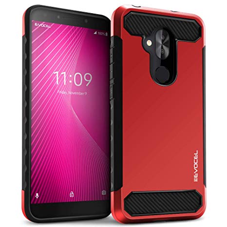 T-Mobile REVVL 2 Plus Case, Evocel [Dual Lite Series] Lightweight & Slim Profile Dual Layer Case with Side Grips for T-Mobile REVVL 2 Plus/Alcatel 7 Folio, Red