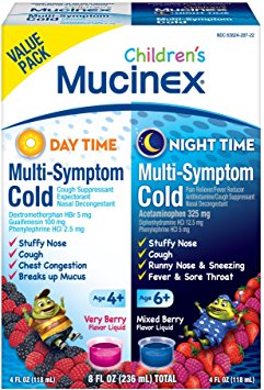 Mucinex Children's Multi-Symptom Day/Night Liquid, Berry, 8oz (2x4oz)