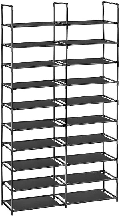 WINCANG 10-Tiers Shoe Rack- Durable and Sturdy Fabric Stackable Shoe Shelf Storage Organizer for Bedroom/Entryway/Hallway/Closet-Space Saving Storage and Organization 20-40 Pairs of Shoes