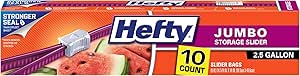 Hefty Slider Jumbo Storage Bags, 2.5 Gallon Size, 10 Count (Pack of 9), 90 Total