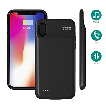 iPhone X Battery Case,iPhone 10 Charger Cases,Wodalodata 3200mAh Wireless Charging Portable Rechargeable Extended Power Bank Cover Juice Pack,Support Lighting Headphone and Calls with Sync