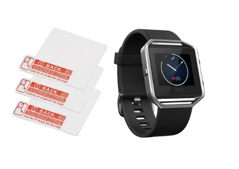 Getwow HD Tempered Glass Screen Protector for Fitbit Blaze, Pack of 3