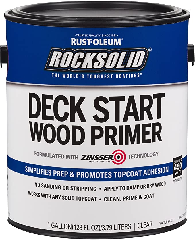 Rust-Oleum 312283 RockSolid Deck Start Wood Primer, 1 Gallon, Clear