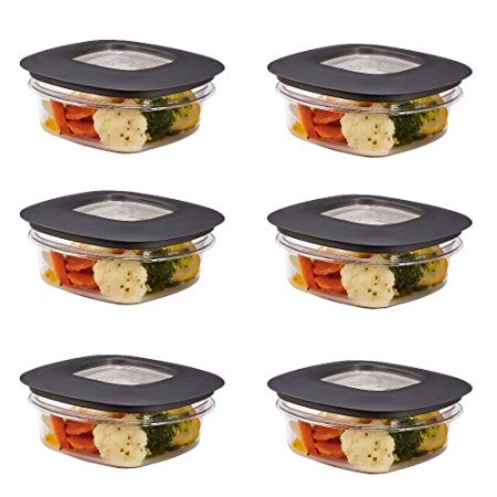 Rubbermaid Premier Food Storage Container, 1.25 Cup, Grey (6 Pack)