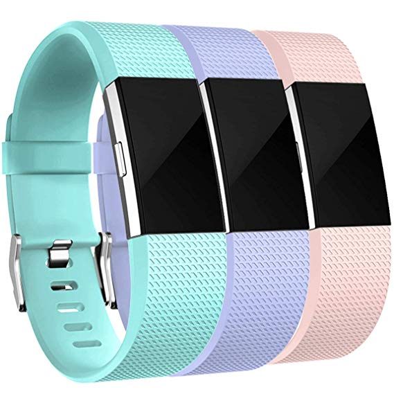 Maledan Bands Replacement Compatible with Fitbit Charge 2, 3-Pack, Women Men