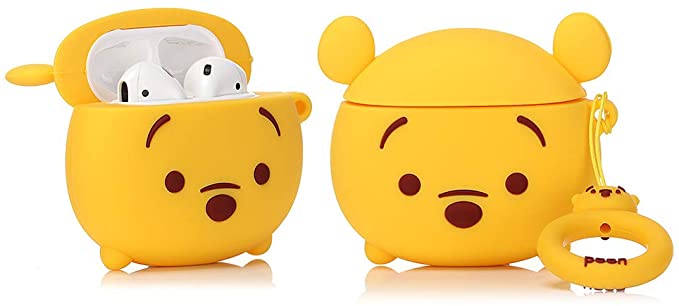 ZAHIUS Airpods Silicone Case Cool Cover Compatible for Apple Airpods 1&2 [Cartoon Series][Designed for Kids Girl and Boys] (Cute Pooh)