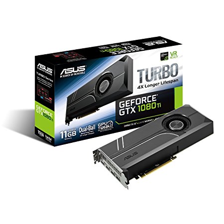 ASUS GeForce GTX 1080 TI 11GB Turbo Edition VR Ready 5K HD Gaming HDMI DisplayPort PC GDDR5X Graphics Card TURBO-GTX1080TI-11G