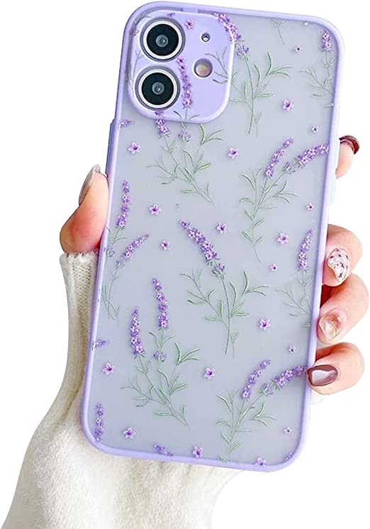 Ownest Compatible with iPhone 12 Case [Not fit iPhone 12 Pro 6.1‘’] for Clear Frosted PC Back 3D Floral Girls Woman and Soft TPU Bumper Silicone Slim Shockproof Case for iPhone 12 6.1''-Small Flower