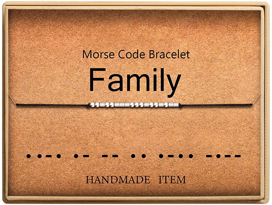 Lcherry Morse Code Bracelet Handmade Beads on Silk Cord Bracelet Friendship Gifts for Women