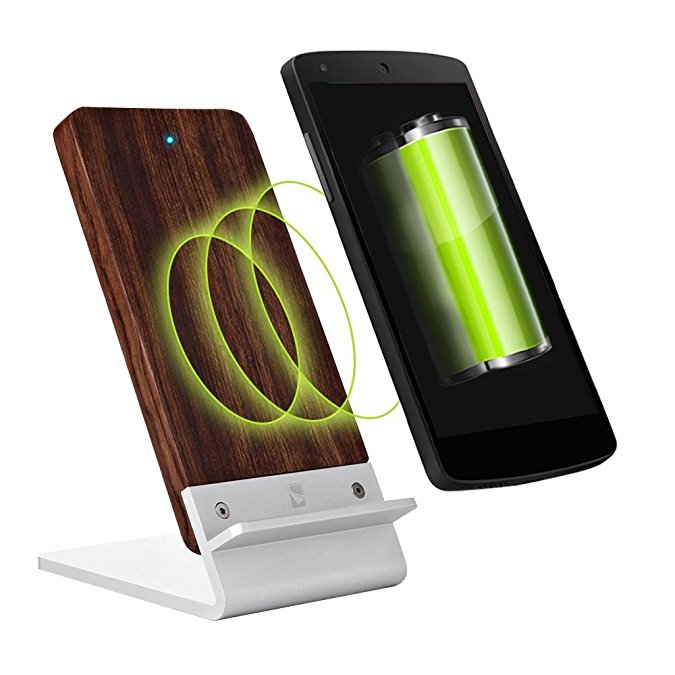 Wood Wireless Charger Stand for iPhone X - [NEW] COOPER ECOSTAND Wireless Charging Stand for iPhone 8, Apple iPhone 8 Plus - Quick Charge Qi Dock Station Pad Mat Wooden Holder Plate Battery (Rosewood)