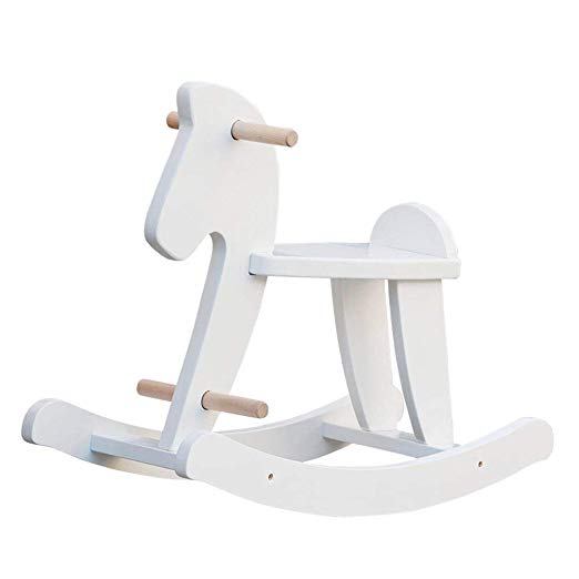 labebe - Rocking Horse, White Baby Rocker Chair, Kids Riding Toys for 1-3 Year Old, Toddler Ride-on Toy, Infant Rocker Sleeper, Horse/Indoor Gaming/Outdoor Activities/Wooden/Girl/Boy/Animals/Floor