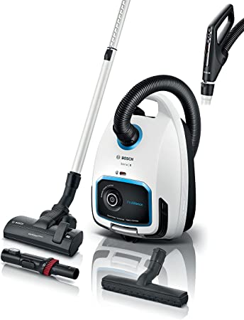 Bosch BGB6SIL1 - Serie, 6 Aspirador ProSilence Blanco de Bolsa, Recoge Cable automático, 4 L, iluminación LED