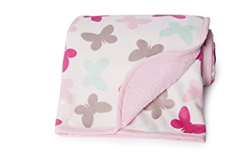 Carter's Velour Sherpa Blanket, Pink Butterfly (Discontinued by Manufacturer) (Discontinued by Manufacturer)