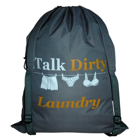 Let's Talk Dirty Laundry Backpack - Premium Plus Quality Laundry Bag With 2 Padded Shoulder Straps, Optimal Size 31x25", Better Than Commercial Grade, Ideal For College Dorm | Laundromat Basket