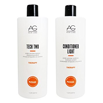 AG Hair Therapy Tech Two Shampoo & Conditioner Light Protein-enriched 33.8oz Duo "Set"