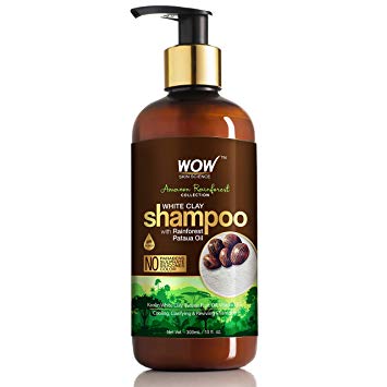 WOW Amazon Rainforest Collection - White Clay Shampoo with Rainforest Pataua Oil - No Parabens, Sulphate, Silicones and Color, 300 ml