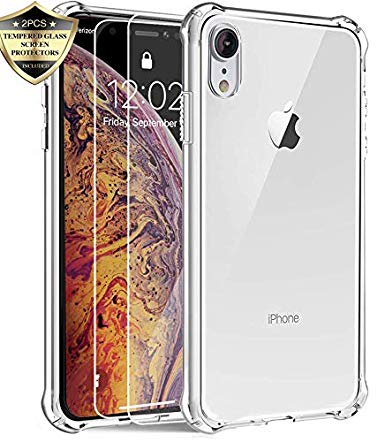 iPhone XR Clear Case, Androgate Transparent Slim Soft TPU Cover Bumper Case with Screen Protector for iPhone 10R / iPhone XR 6.1 Inch 2018