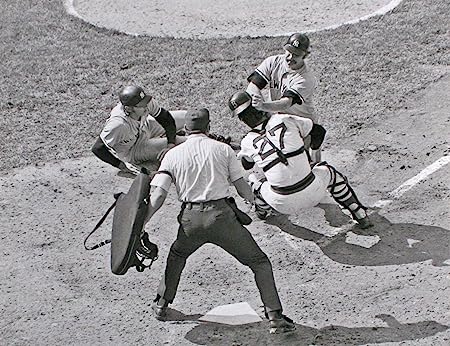 New York Yankees Thurman Munson Knocking Over Boston Red Sox Carlton Fisk At Home Plate 11x14 Photo Picture